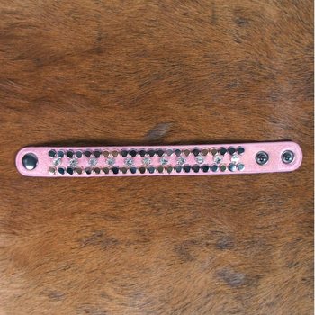 Ibiza Armband Bleikt með Naglum og Strass (1 stk)