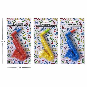 Leikfangasax&oacute;f&oacute;nn - 16 cm - &Yacute;msir Litir - 12 stk &aacute; Spjaldi