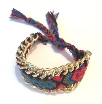 Fléttað armband rautt/blátt (1 stk.)