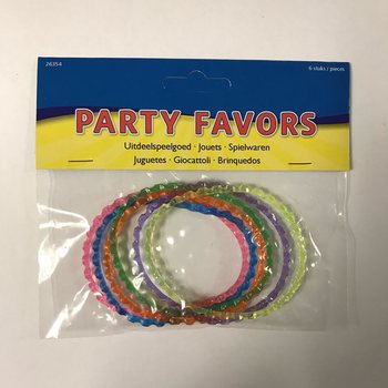 6 stykki Rifflu&eth; Armb&ouml;nd &iacute; Bj&ouml;rtum Litum (6 stk &iacute; pakka)