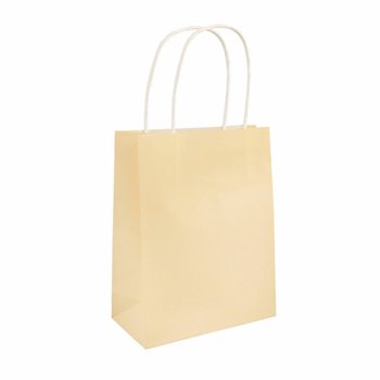 PAPPÍR SPOKAPOKI MEÐ HANDFÖNGUM - 14x21x7cm - Litur: FÍLABEINS (24 stk.)