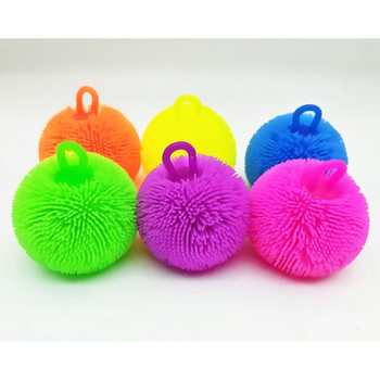 PUFFER BOLTI &Iacute; SK&AElig;RUM LITUM - 8CM - &Iacute; S&Yacute;NINGARKASSA (12 stk.)