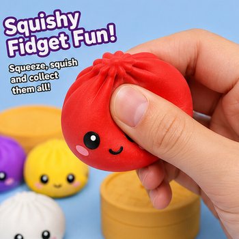 RAGE - Squishy SUGAR EDITION Bun Dumplings ST&Oacute;R (8.5 x 8.5 x 4.8 cm) - Viral 2026 Fidget leikfang (12 stk)