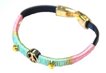 Ibiza Look Armband með Friðarmerki Bleikt/Mint (1 stk)