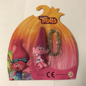 Trolls fígúra á keðju á spjaldi (12 stk.)