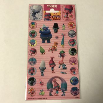 Límmiðaörk TROLLS - 20 x 10 cm (10 stk.)
