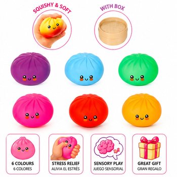 RAGE - LUCKY DUMPLINGS - Squishy Bun Dumplings ST&Oacute;RT - 8.5 x 8.5 x 4.8 cm - &Iacute; S&Yacute;NINGARKASSA (12 stk.)