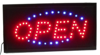LED Augl&yacute;singaskilti "OPEN" &ndash; 2 Litir