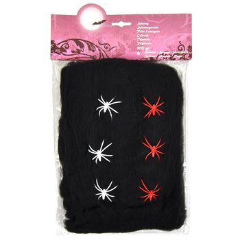Svartur Kóngulóarvefur Halloween 100g með 6 Kóngulóm (6 stk.)