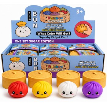 RAGE - Squishy SUGAR EDITION Bun Dumplings ST&Oacute;R (8.5 x 8.5 x 4.8 cm) - Viral 2026 Fidget leikfang (12 stk)