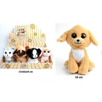 Lúxus Plush Hundar, 16 cm, Mix Design í Sýningarkassa (12 stk)