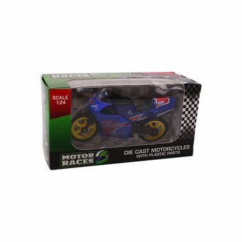 SUPER SPORT M&Oacute;TORHJ&Oacute;L DIE CAST, KVAR&ETH;I 1:24 &Iacute; DISPLAY (24 stk.)