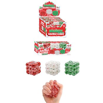 SQUEEZY GLITTER BAUBLE KUBBAR - ME&ETH; GLITRI - 3 KUBBA SETT - SUGAR FYLLING - &Iacute; BOR&ETH;STANDI (6 SETT)