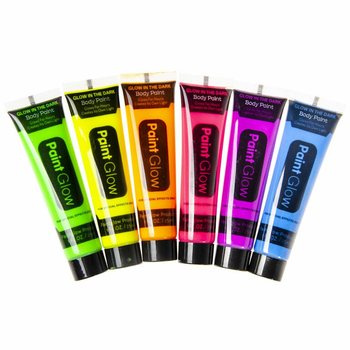 NEON Glow in the Dark Andlitsm&aacute;lning - Blacklight Virk (Display 24 stk)