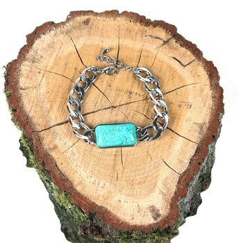 Armband í Ibiza-stíl Silfur/Blátt (1 stk)