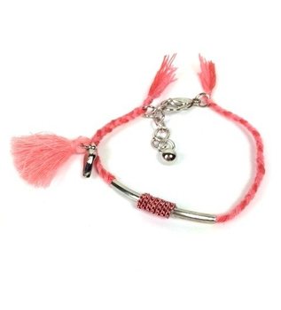 Fléttað Ibiza armband bleikt (1 stk)