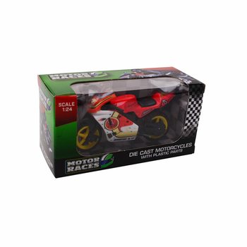 SUPER SPORT M&Oacute;TORHJ&Oacute;L DIE CAST, KVAR&ETH;I 1:24 &Iacute; DISPLAY (24 stk.)