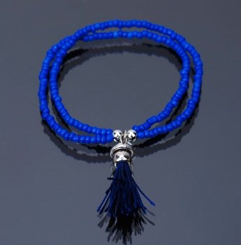 Ibiza-armband með Skúf Blátt (1 stk)