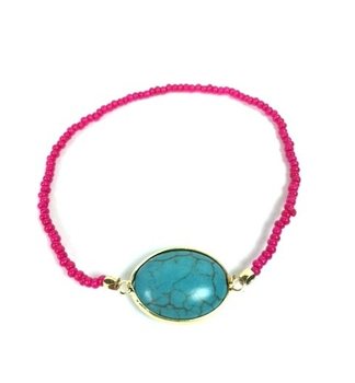 Armband í Ibiza-stíl Fuchsia með Steini (1 stk.)