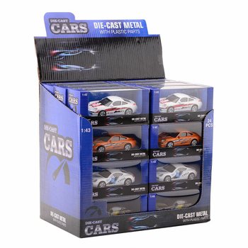 DIE CAST SUPER SPORTB&Iacute;LAR, SKALI 1:43 &Iacute; DISPLAY (24 stk.)