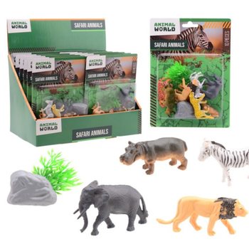 ANIMAL WORLD - SAFAR&Iacute;D&Yacute;RA LEIKFANGASETT 10 HLUTAR &Aacute; SPJALDI - &Iacute; S&Yacute;NINGARKASSA (12 stk.)