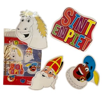 SINTERKLAAS SINT & PIET - 4 HLUTA TVÍHLIÐA SINTERKLAAS SKREYTINGASPJÖLD (6 stk.)