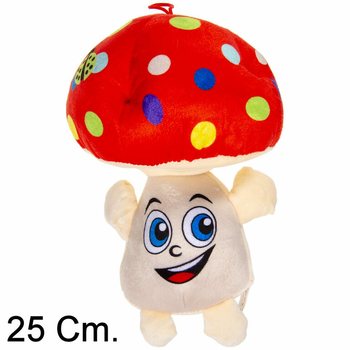 STÓR PLÚSSSVEPPUR MEÐ ANDLITI - 25 CM - BLANDAÐIR LITIR (6 stk.)