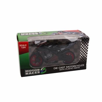 SUPER SPORT M&Oacute;TORHJ&Oacute;L DIE CAST, KVAR&ETH;I 1:24 &Iacute; DISPLAY (24 stk.)