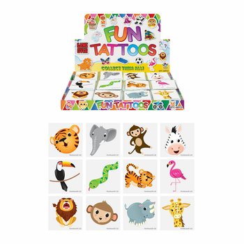 FUN TATTOO'S - JÚNGALSDÝR - DISPLAY (48x12 stykki)