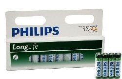 12x RAFHLÖÐUR "PHILIPS - SUPER HEAVY DUTY" AA - LONGLIFE (12 stk í Blister)
