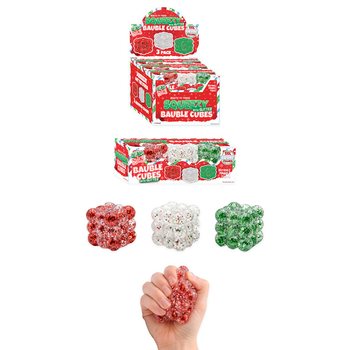 SQUEEZY GLITTER BAUBLE KUBBAR - ME&ETH; GLITRI - 3 KUBBA SETT - SUGAR FYLLING - &Iacute; BOR&ETH;STANDI (6 SETT)