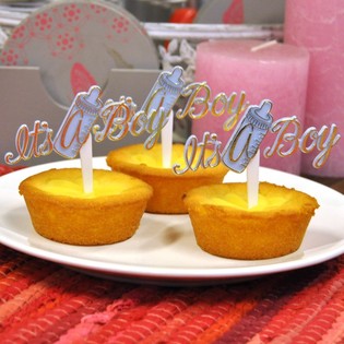 Muffins-pinnar fyrir F&aelig;&eth;ingu - It's a Boy (12 stk.)