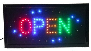 LED Skilti OPEN - 4 Litir - Blikkandi