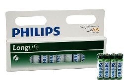 12x RAFHL&Ouml;&ETH;UR "PHILIPS - SUPER HEAVY DUTY" AA - LONGLIFE (12 stk &iacute; Blister)