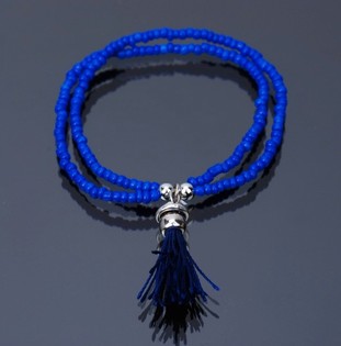 Ibiza-armband með Skúf Blátt (1 stk)