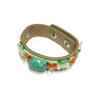 Ibiza Look Armband me&eth; B&uacute;dda Gr&aelig;nt (1 stk)