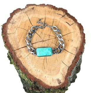 Armband &iacute; Ibiza-st&iacute;l Silfur/Bl&aacute;tt (1 stk)