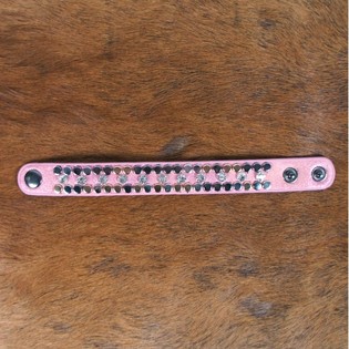 Ibiza Armband Bleikt me&eth; Naglum og Strass (1 stk)
