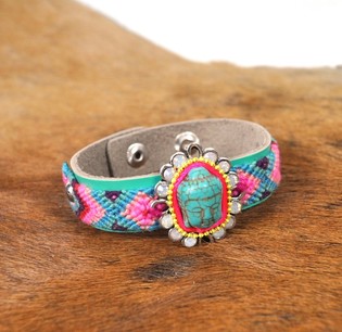 Ibiza Armband Silfur Gr&aelig;nt B&uacute;dda (1 stk.)