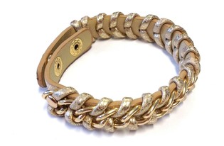 Ibiza-st&iacute;ll fl&eacute;tta&eth; armband gull/br&uacute;nt (1 stk)