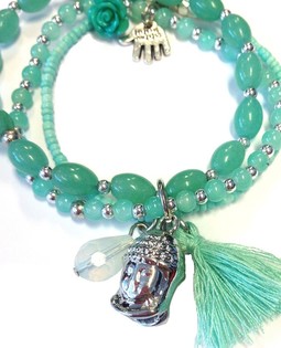 Armband &iacute; Ibiza-st&iacute;l Mint Buddha (1 stk.)