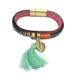 L&uacute;xus armband bleikt/t&uacute;rk&iacute;s (1 stk)