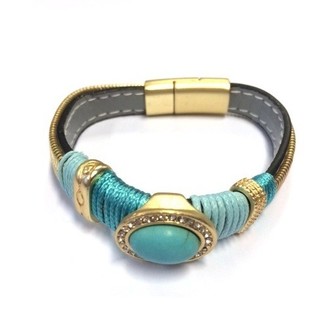 L&uacute;xus armband gr&aelig;nbl&aacute;tt / gyllt (1 stk)