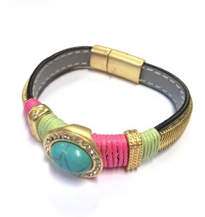 L&uacute;xus Ibiza armband Gr&aacute;tt/Gr&aelig;nt/T&uacute;rk&iacute;s