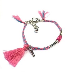 Fléttað Ibiza armband Blátt/Bleikt (1 stk)