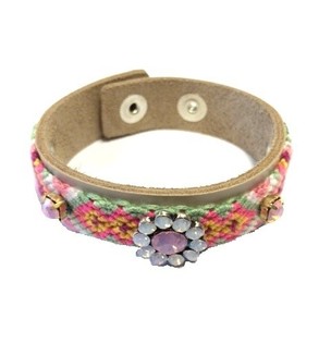 L&uacute;xus Ibiza Look Armband Krema&eth;/Taupe Bl&oacute;m (1 stk)