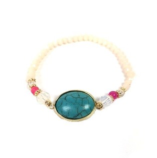 Hv&iacute;tt Ibiza-armband me&eth; steini (1 stk.)