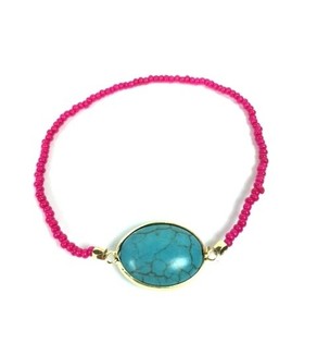 Armband &iacute; Ibiza-st&iacute;l Fuchsia me&eth; Steini (1 stk.)