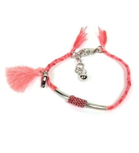 Fléttað Ibiza armband bleikt (1 stk)