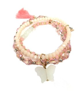 Ibiza Armband Bleikt 3-laga (1 stk)